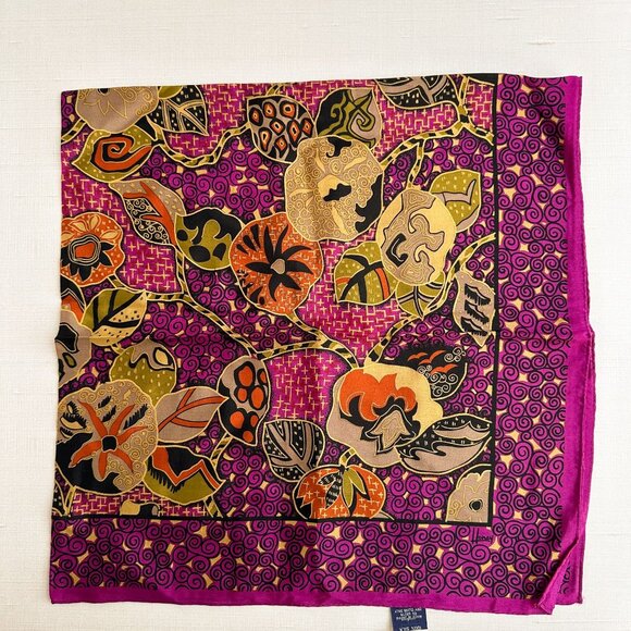 Honey Accessories - Honey NWT Silk Scarf 30x30 Bold Purple Floral